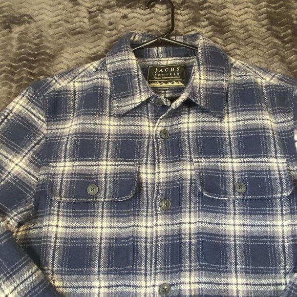 Jachs New York Blue Plaid Quilted flannel Jacket Button-Up Outerwear Mens SZ M - Picture 8 of 11